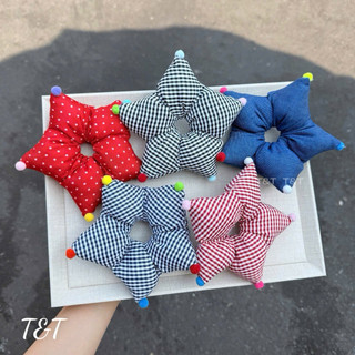 Scrunchie hình ngôi sao phồng cỡ lớn đáng yêu, dây buộc tóc nhồi bông họa tiết dễ thương