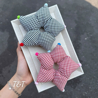 Scrunchie hình ngôi sao phồng cỡ lớn đáng yêu, dây buộc tóc nhồi bông họa tiết dễ thương