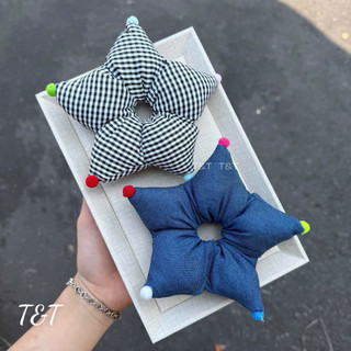 Scrunchie hình ngôi sao phồng cỡ lớn đáng yêu, dây buộc tóc nhồi bông họa tiết dễ thương