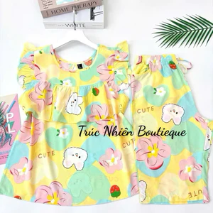 Bộ đồ Lanh Mặc Nhà Bèo Ngực, Đồ Bộ Tole Nữ Cánh Tiên Quần Lửng VNXK 40-75kg Chất Tole Mềm Mát
