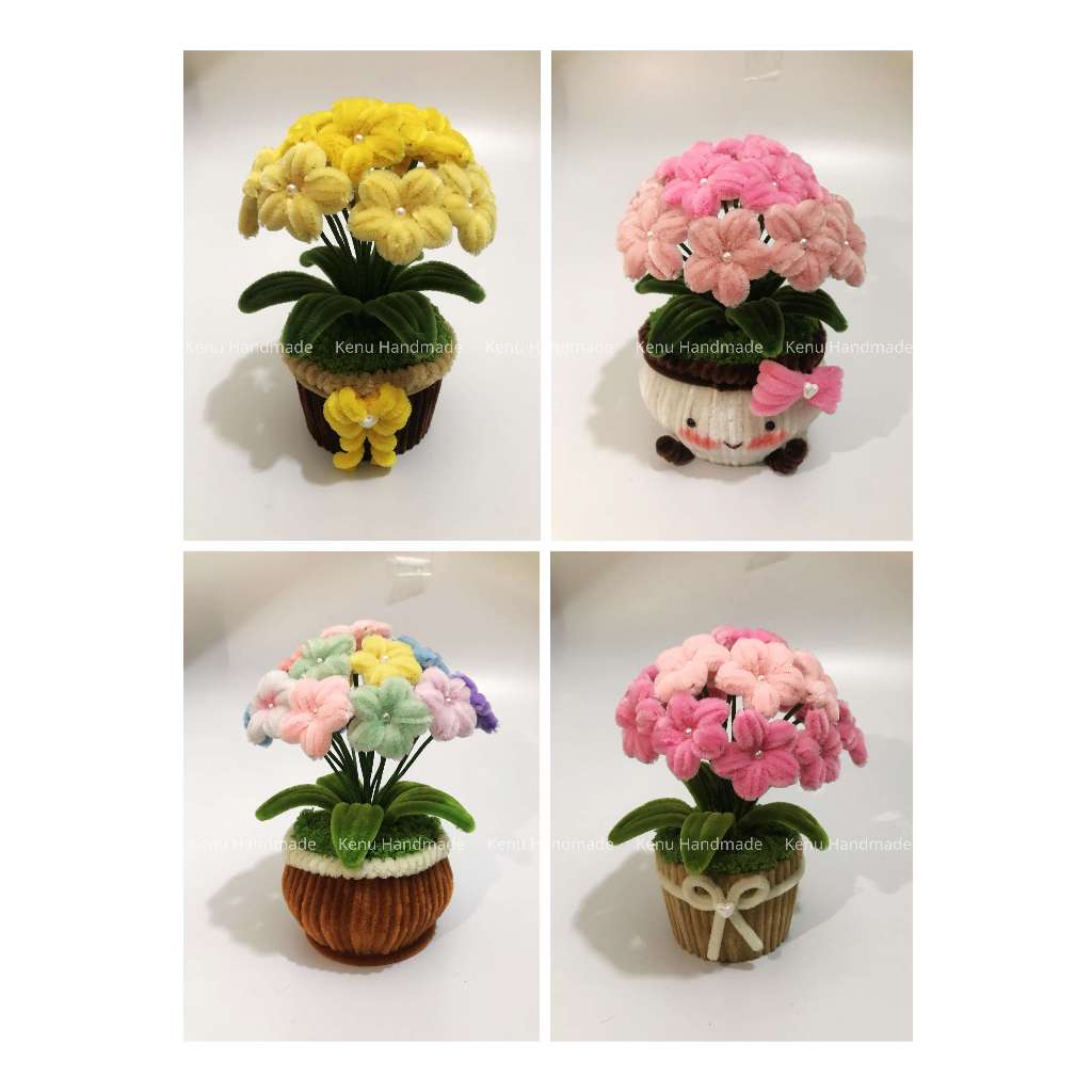 Chậu hoa mini bằng kẽm nhung dùng làm decor bàn làm việc, bàn học, quà tặng người thương