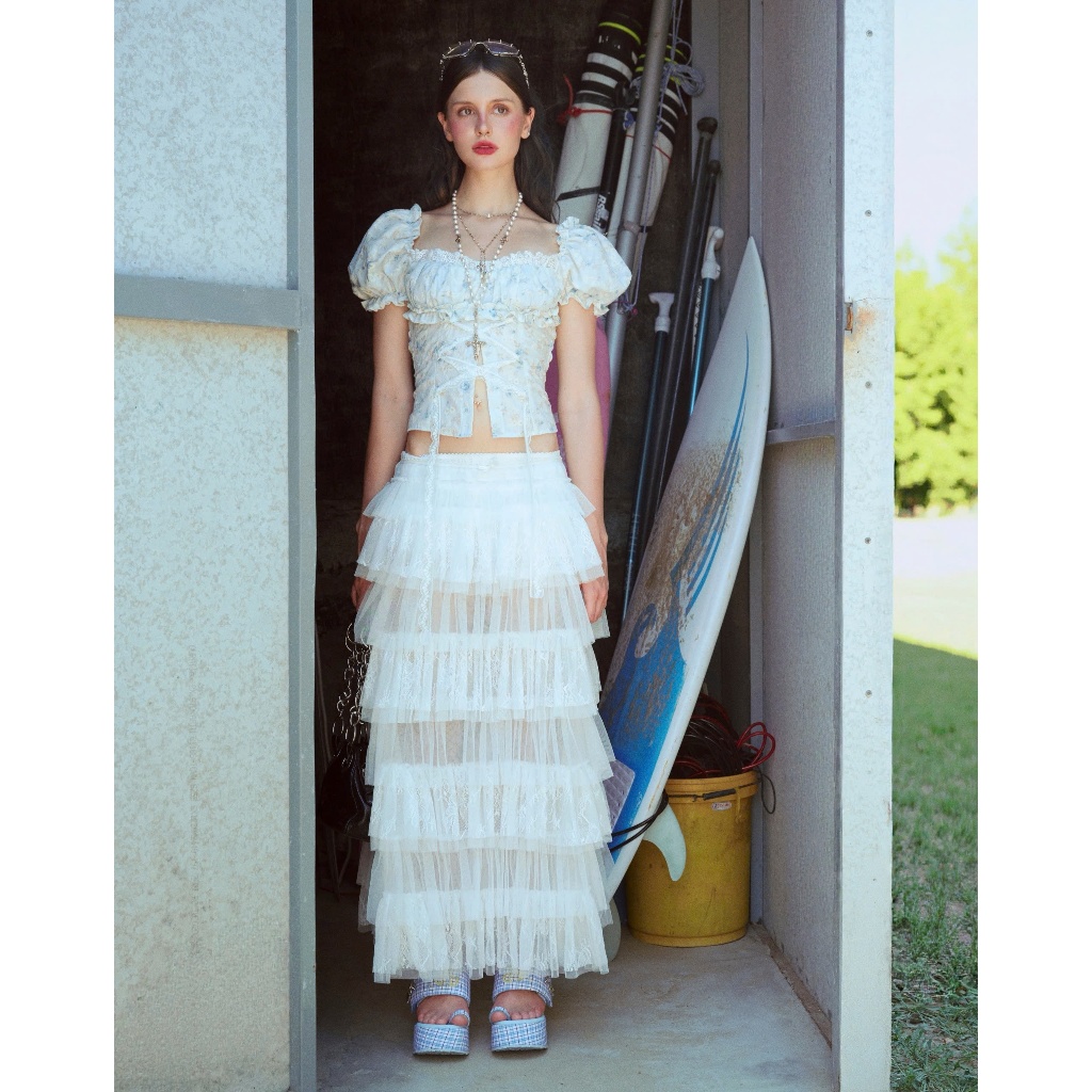 Elise Blouse - Remmus | Áo tay bồng vải hoa thêu vintage đan dây eo kiểu corset - BST SUMMER SLUMBER