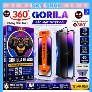 Kính Cường Lực iphone Chống Nhìn Trộm 360 Độ Tự dán rút bụi GORILA GLASS cho ip 17 ProMax 16 15 14 13 12 11 Xs Max