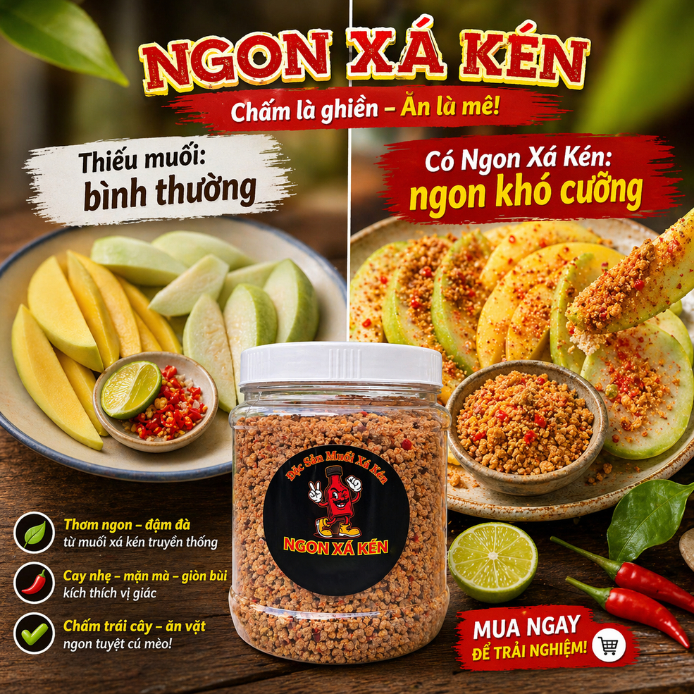 Muối Xá Kén Đặc Sản Chấm Trái Cây Thơm Ngon Đậm Vị Hủ Tiện Lợi.