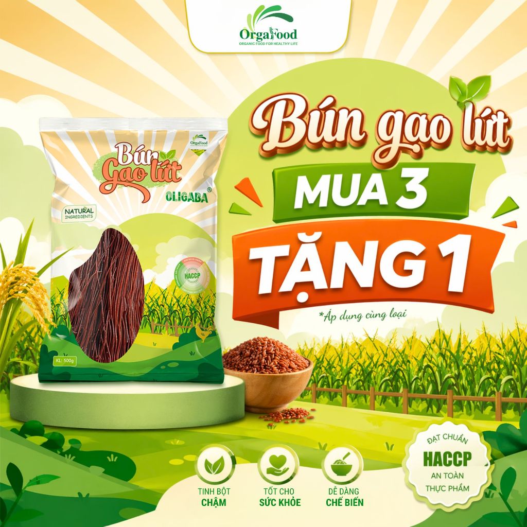 Bún Gạo Lứt Orgafood Oligaba [MUA 3 TẶNG 1] Eatclean, Thực Dưỡng, Ăn Kiêng, Giảm Cân, Tiểu Đường