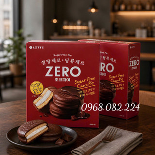 Bánh chocopie ăn kiêng không đường Lotte 336g- 롯데 제로 초코파이 336g