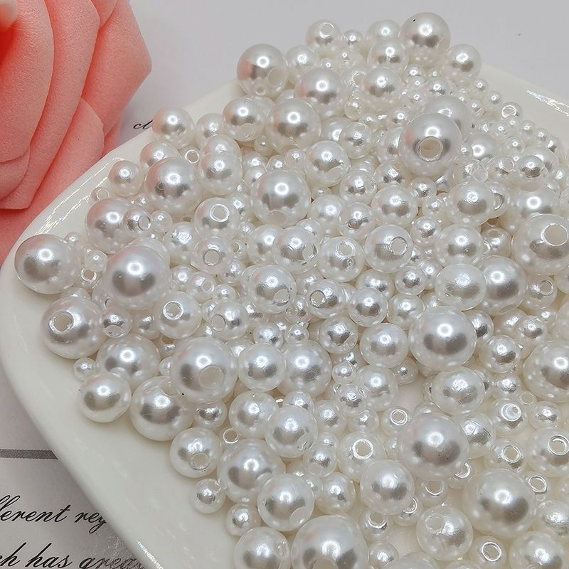 Combo 100g Hạt Ngọc Trai Giả Ngọc Trai Nhựa Abs Viên Tròn Có Lỗ Xâu Phụ Kiện Trang Trí Size 8mm Và 10mm DUHA 028