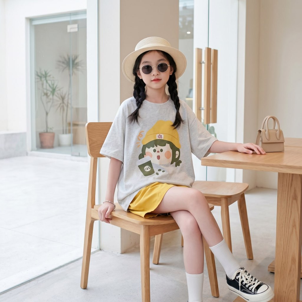 Áo cô gái mũ vàng (lẻ), Quần sooc kaki (lẻ) cho bé gái size đại BEESHOP H26029A - H26029Q