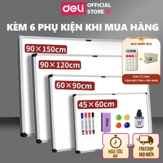 [?15/5 TẶNG COMBO QUÀ] Bảng Từ Trắng Treo Viết Bút Lông Deli Bảng Mica Nam Châm Kèm Khay Đựng Học Sinh Văn Phòng
