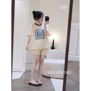 [ẢNH THẬT] SET ÁO IN HÌNH CỔ VIỀN MIX QUẦN CHUN SAIHCV