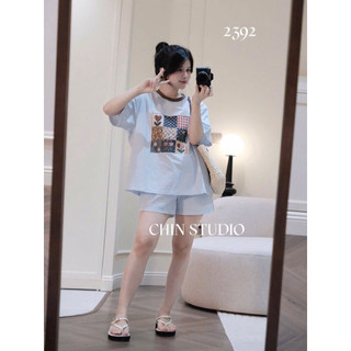 [ẢNH THẬT] SET ÁO IN HÌNH CỔ VIỀN MIX QUẦN CHUN SAIHCV