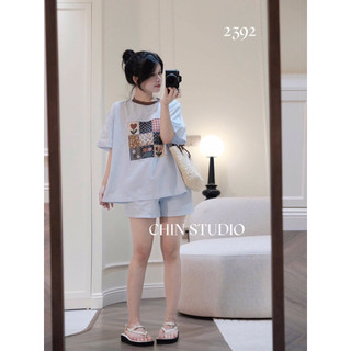 [ẢNH THẬT] SET ÁO IN HÌNH CỔ VIỀN MIX QUẦN CHUN SAIHCV