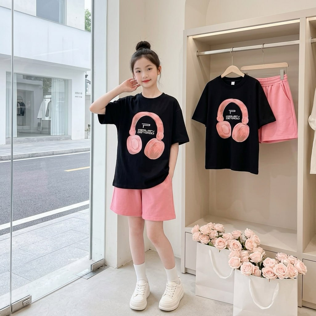 Bộ đồ bé gái size đại BEESHOP Set áo phông kèm quần sooc cho bé gái H26003