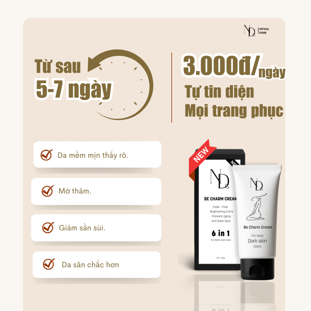 Kem xóa thâm mông Be Charm Cream 6in1 ND