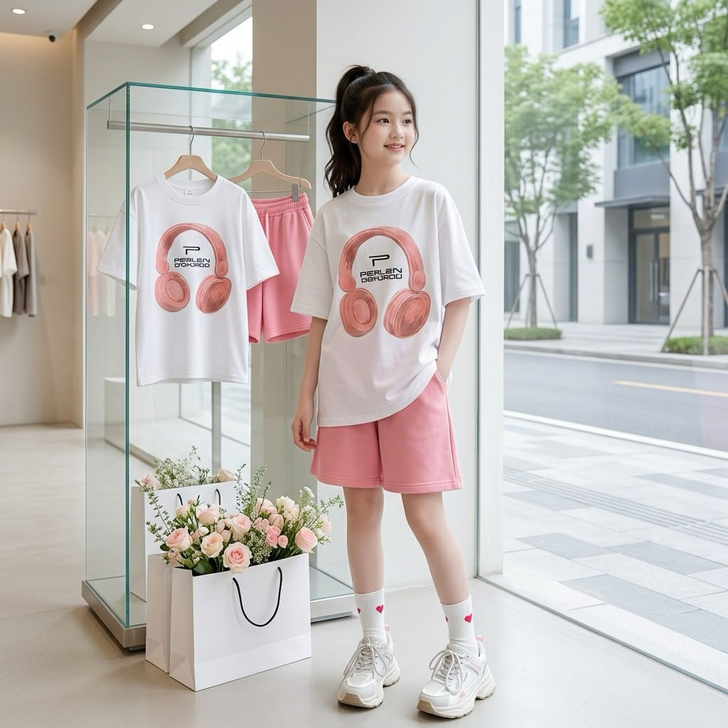 Bộ đồ bé gái size đại BEESHOP Set áo phông kèm quần sooc cho bé gái H26003