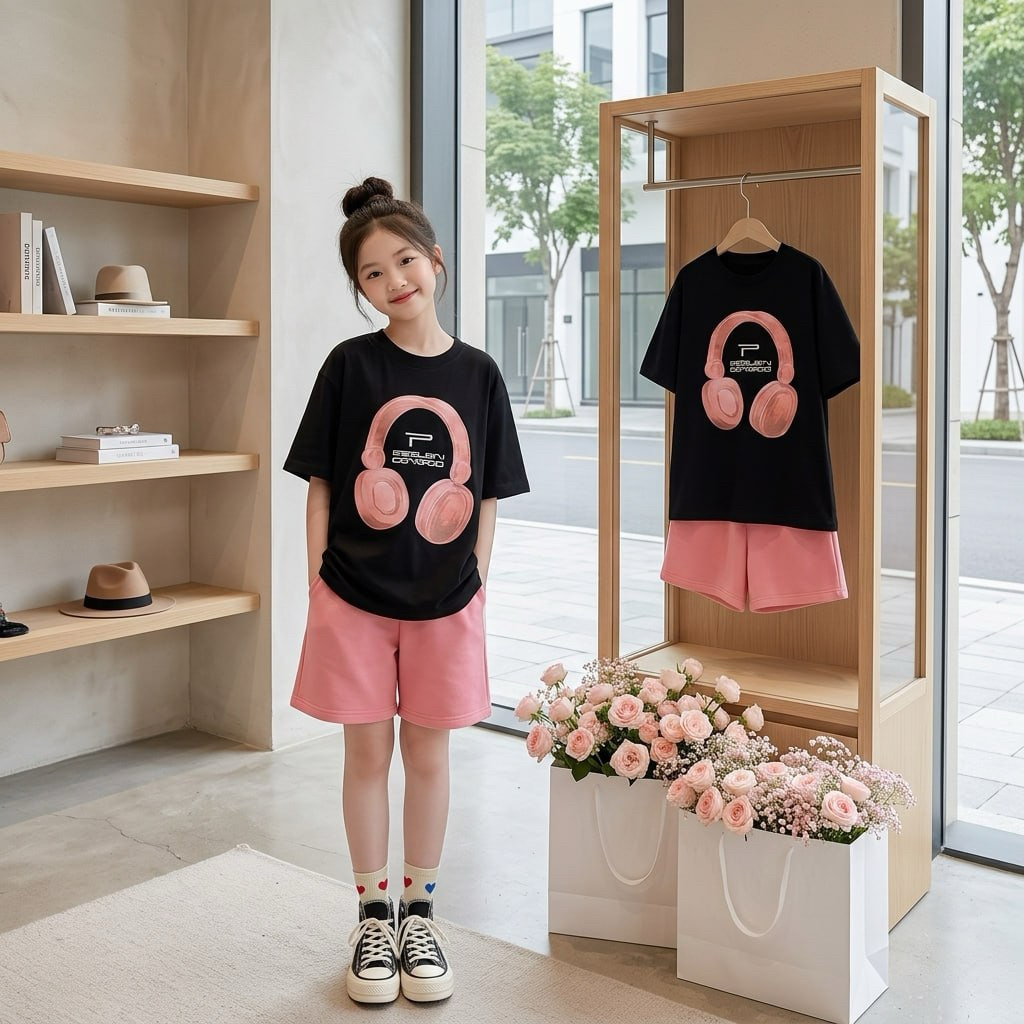 Bộ đồ bé gái size đại BEESHOP Set áo phông kèm quần sooc cho bé gái H26003