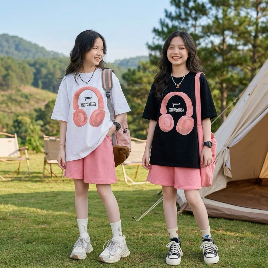 Bộ đồ bé gái size đại BEESHOP Set áo phông kèm quần sooc cho bé gái H26003