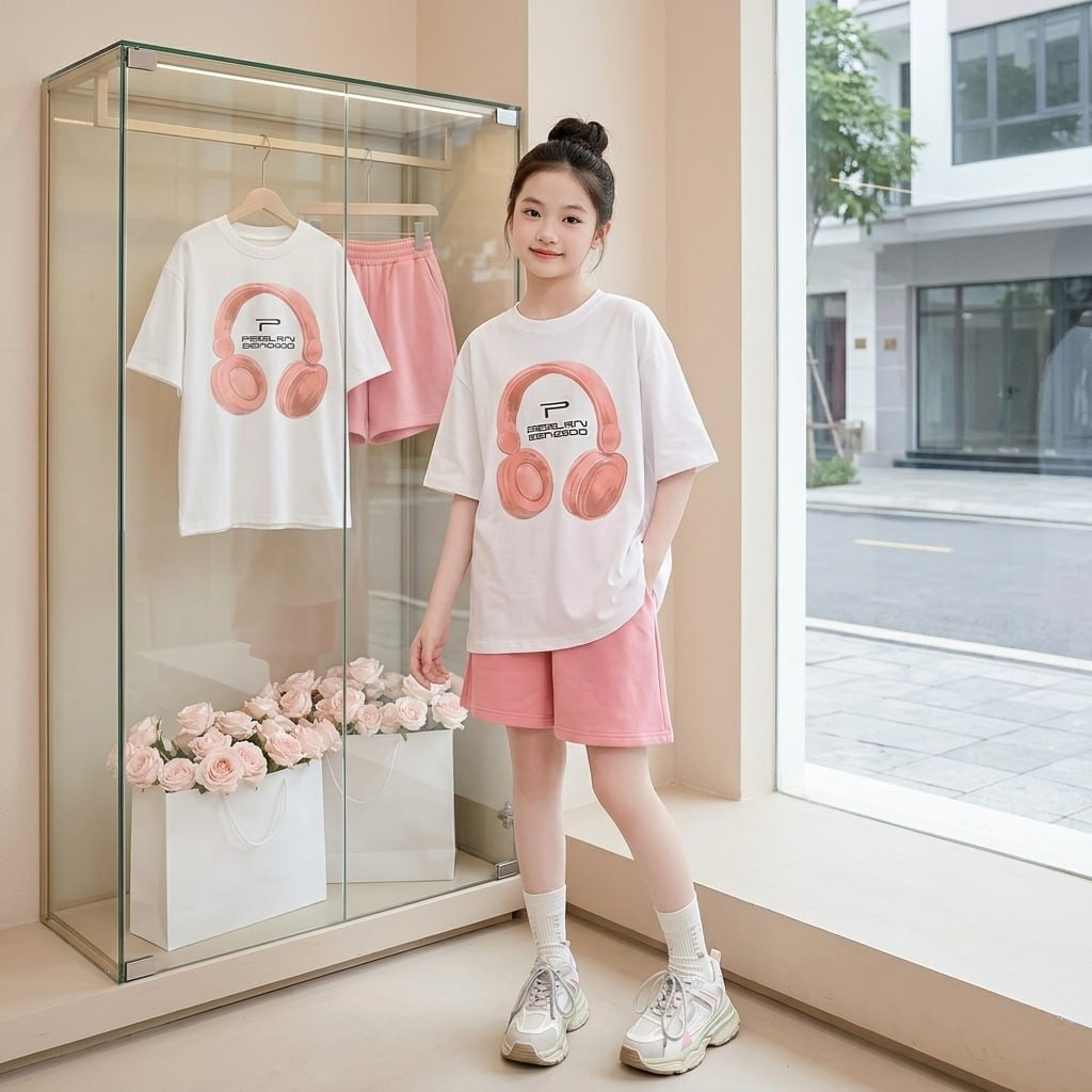 Bộ đồ bé gái size đại BEESHOP Set áo phông kèm quần sooc cho bé gái H26003