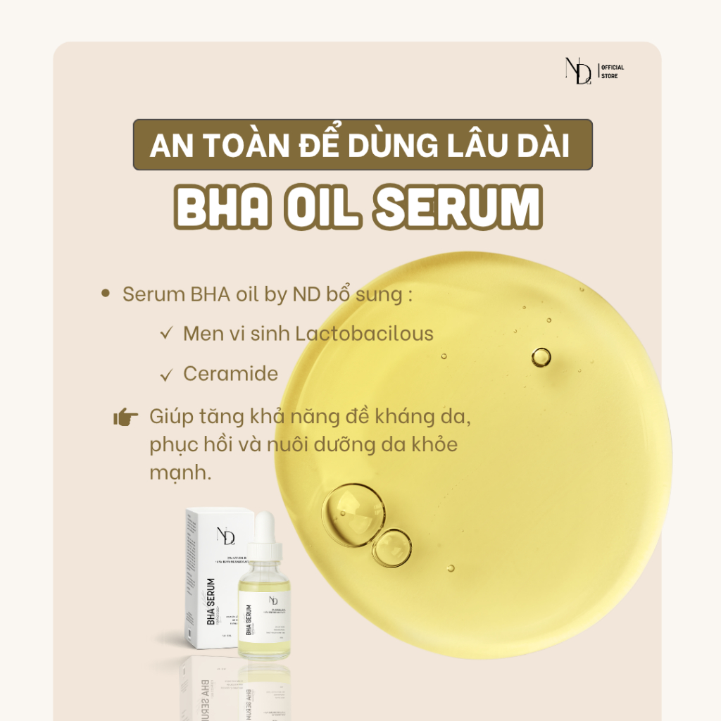 Tinh chất giảm mụn lưng, mụn mông, tẩy tế bào chết hóa học BHA SERUM ND 8% 15ml