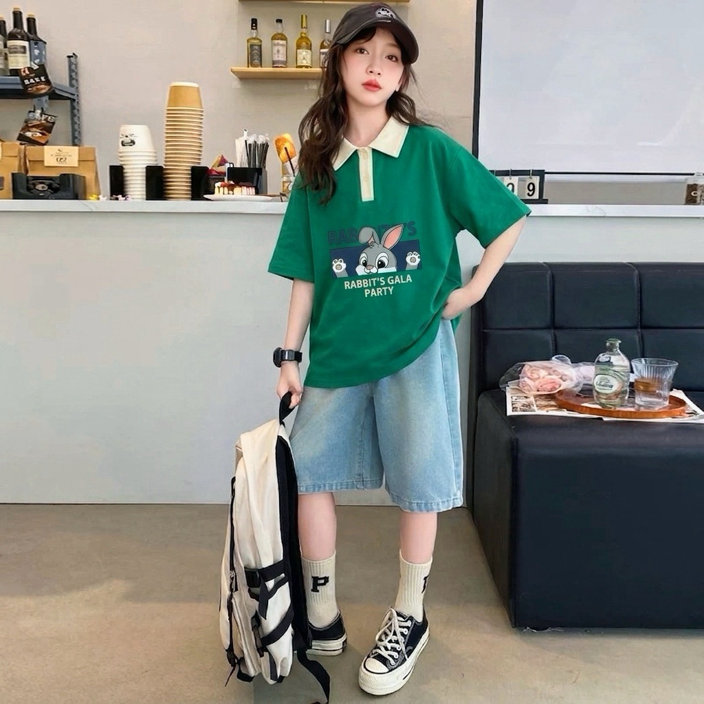 Áo polo thỏ cho bé gái size đại BEESHOP H26054