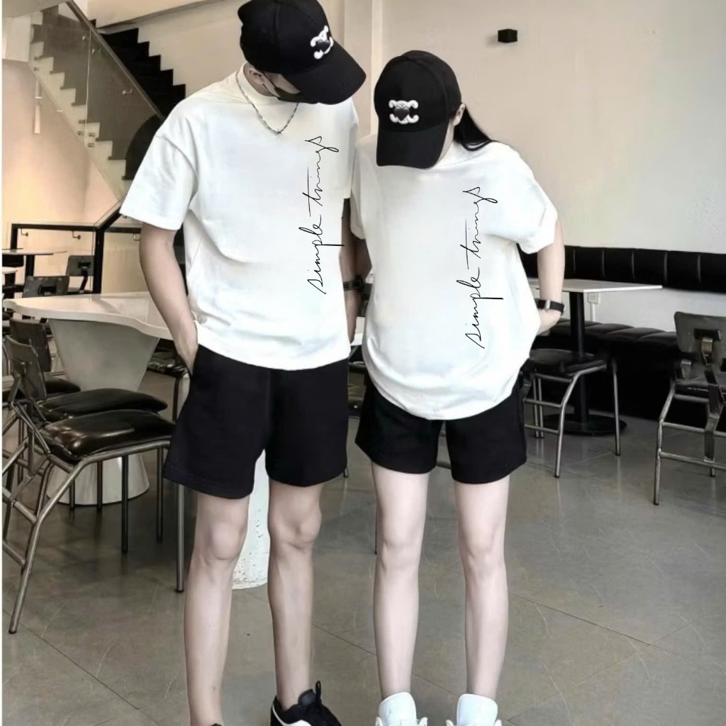 Áo Đôi  -Áo thun  nam nữ cotton 100% thoáng mát, chất liệu co giãn - SIMPLE DỌC
