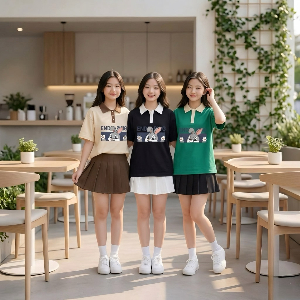 Áo polo thỏ cho bé gái size đại BEESHOP H26054