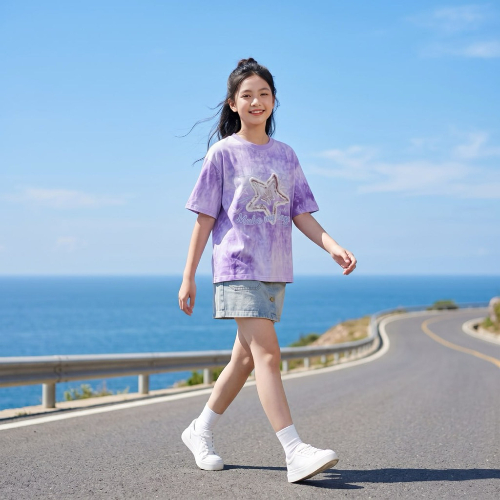 Áo cotton loang hình sao cho bé gái size đại BEESHOP H26052