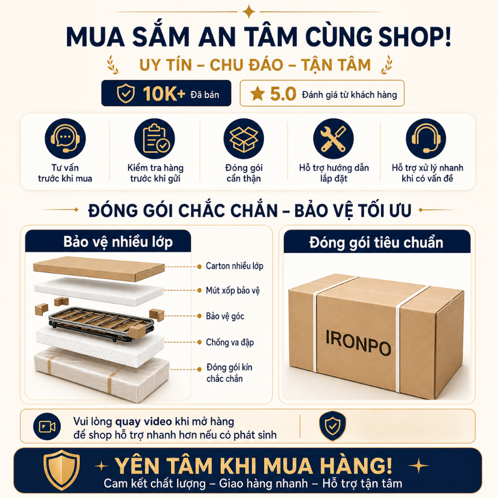 Giường treo bằng sắt đen – Đóng gói trong hộp bìa cứng dày (chỉ dịch vụ đóng gói)