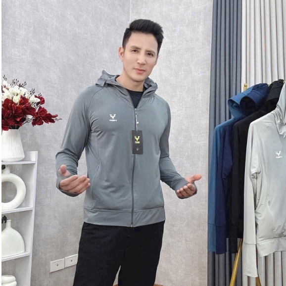 Áo chống nắng nam chất Thun lạnh cao cấp ,có che trán,vành mũ rộng chống nắng UPF 50+