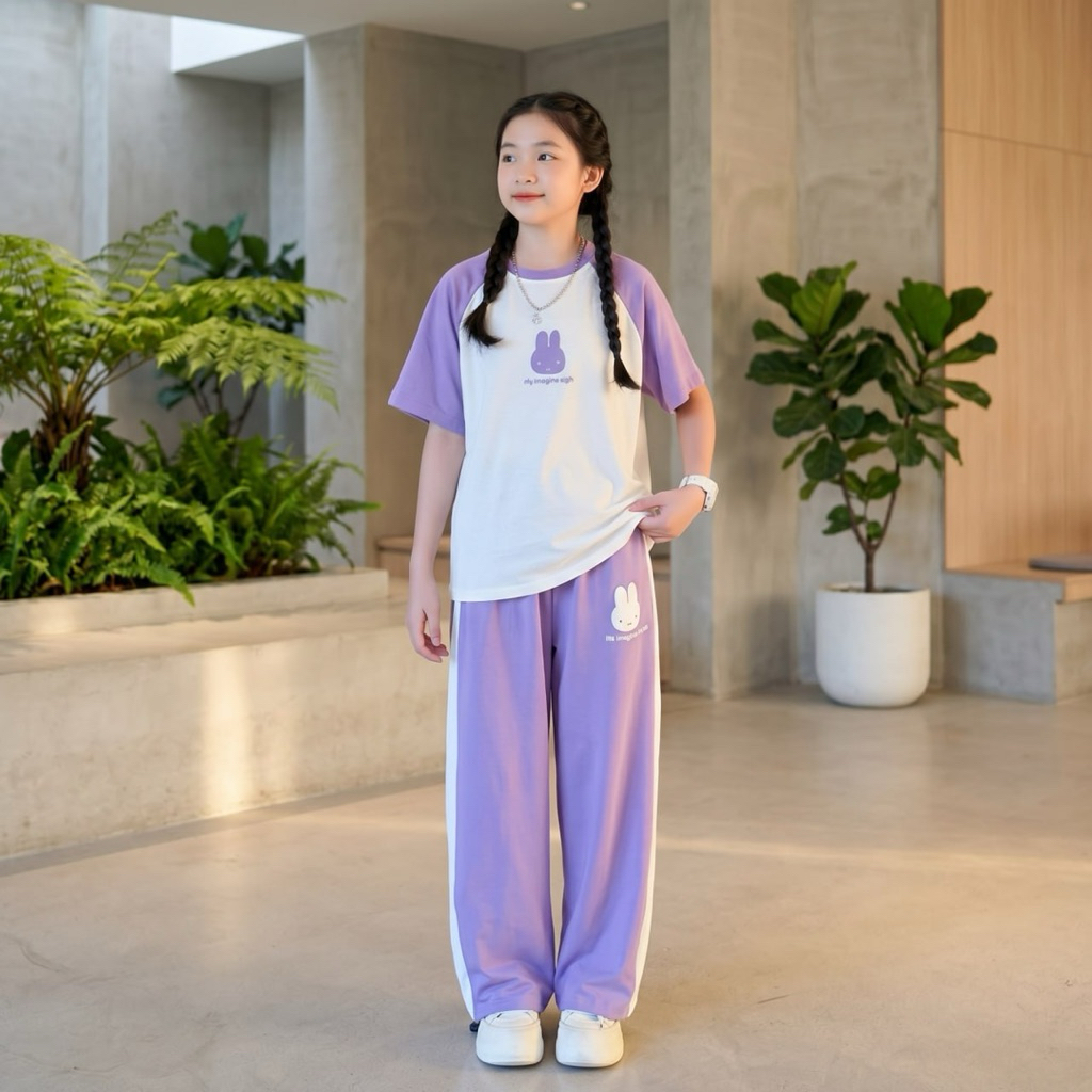 Set áo thỏ mix quần suông cho bé gái size đại BEESHOP H26047