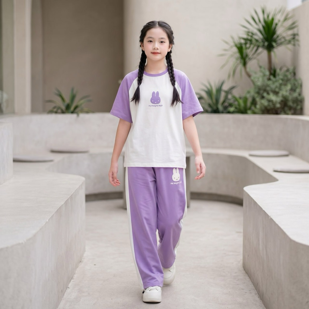 Set áo thỏ mix quần suông cho bé gái size đại BEESHOP H26047