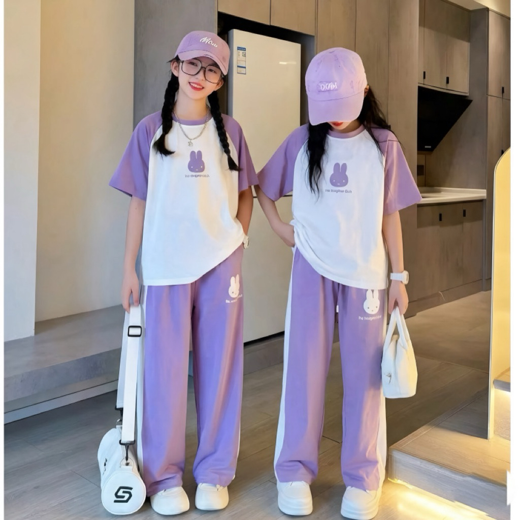 Set áo thỏ mix quần suông cho bé gái size đại BEESHOP H26047