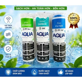 Combo (Sỉ) 10 Bộ lõi lọc nước 123 AQUA, dùng được cho tất cả dòng máy Kangaroo, Karofi, Sunhouse, Aqua