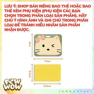 Bao Đựng Thẻ Nhân Viên Nhựa ABS Ngang Dạng Trượt Phong Cách Nhân Vật Hoạt Hình Hoạ Tiết Mèo Cat Đáng Yêu Cute
