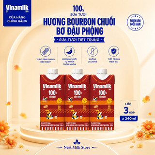 Sữa Tươi Tiệt Trùng Hương Bourbon Chuối Bơ Đậu 240ml - Thùng 12 Hộp