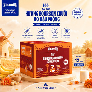Sữa Tươi Tiệt Trùng Hương Bourbon Chuối Bơ Đậu 240ml - Thùng 12 Hộp