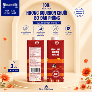 Sữa Tươi Tiệt Trùng Hương Bourbon Chuối Bơ Đậu 240ml - Thùng 12 Hộp