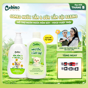 Combo Sữa Tắm Thảo Mộc 250g Và Nước Tắm Thảo Dược BEBINO 250ml Hỗ Trợ Làm Sạch Dịu Nhẹ, An Toàn Và Lành Tính Cho Bé