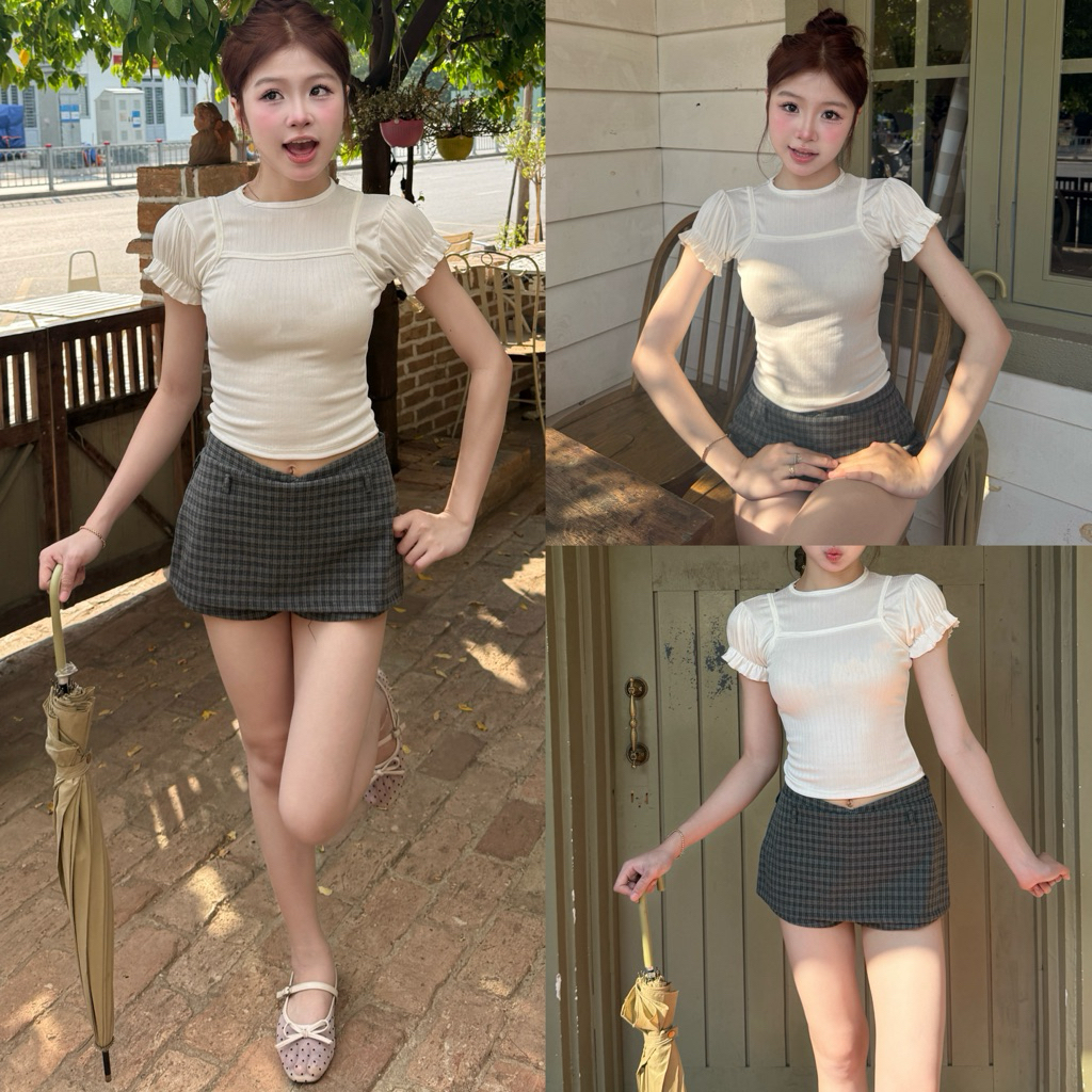 MIRAN SKIRTS - Váy Kiểu DEROSE Ngắn Bảo Hộ Kín Trước Sau Xẻ V Eo Form Dày Dặn Vải Cotton Dày Váy Kiểu Nữ | BigBuy360 - bigbuy360.vn