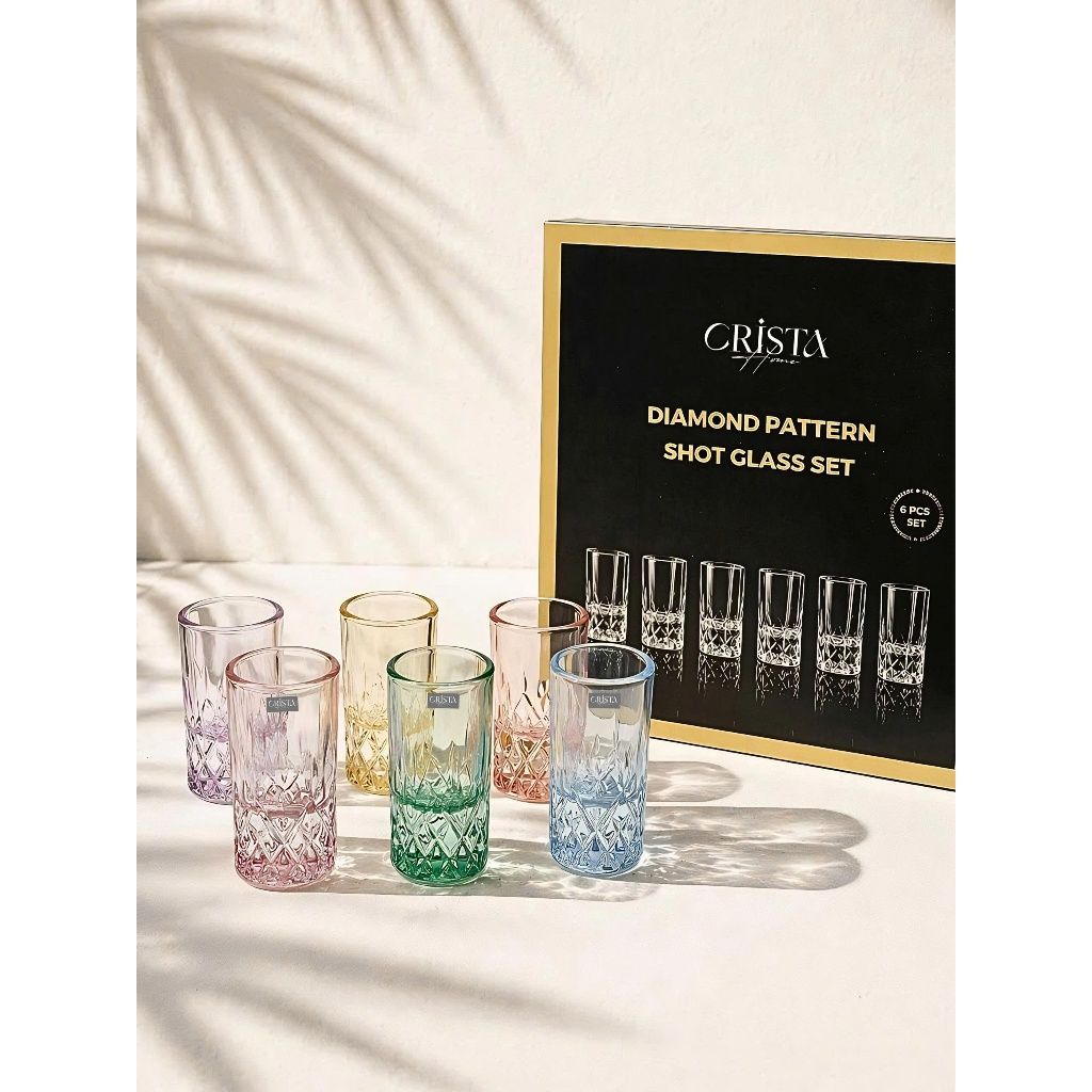 Bộ 6 Ly Rượu Thủy Tinh Vân Kim Cương 30ML Crista Home Cao Cấp -  60252