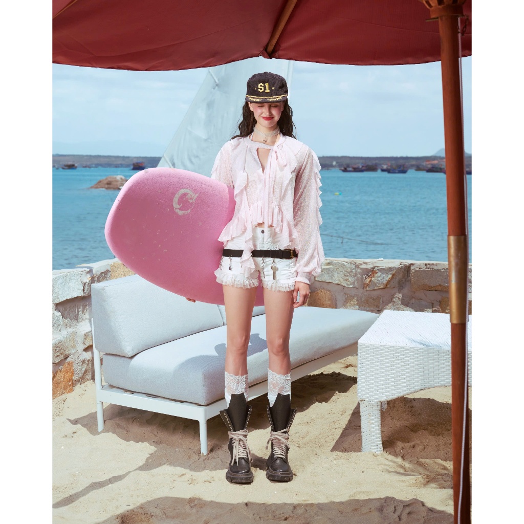 Remmus | Lacey Knit Top - Áo dệt kim xuyên thấu phối bèo - BST SUMMER SLUMBER