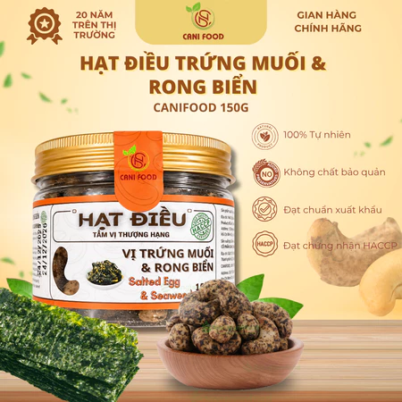 Hạt Điều Trứng Muối Rong Biển Canifood Hộp 150g Đã Được Kiểm Nghiệm An Toàn Chứng Nhận Chất Lượng