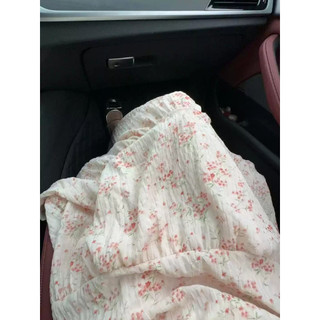 Chân Váy Midi Dài Hoa Nhí Xếp Tầng Vải Đũi Xốp Lưng Chun Dáng Xòe Vintage Nàng Thơ CV1001- Cakecat