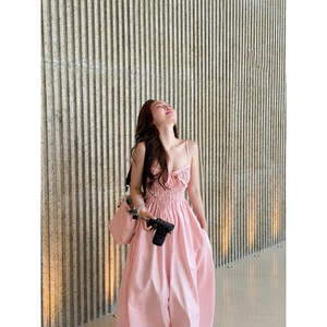 Váy Maxi 2 Dây Form Xoè Hàng Hai Lớp Chun Nhúm Ngực, Chất Xốp Kẻ Mềm Nhẹ Viền Bèo Đi Biển Xinh