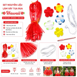 Set nguyên liệu làm váy tua rua Hawaii cho bé | Combo DIY váy biểu diễn tái chế đầy đủ phụ kiện