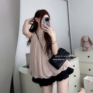 Set Áo babydoll sát nách dáng suông xoè bồng phối chân váy ngắn style tiểu thư HQ , Set đồ nữ đi chơi đi biển cực xinh
