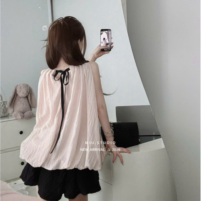 Set Áo babydoll sát nách dáng suông xoè bồng phối chân váy ngắn style tiểu thư HQ , Set đồ nữ đi chơi đi biển cực xinh