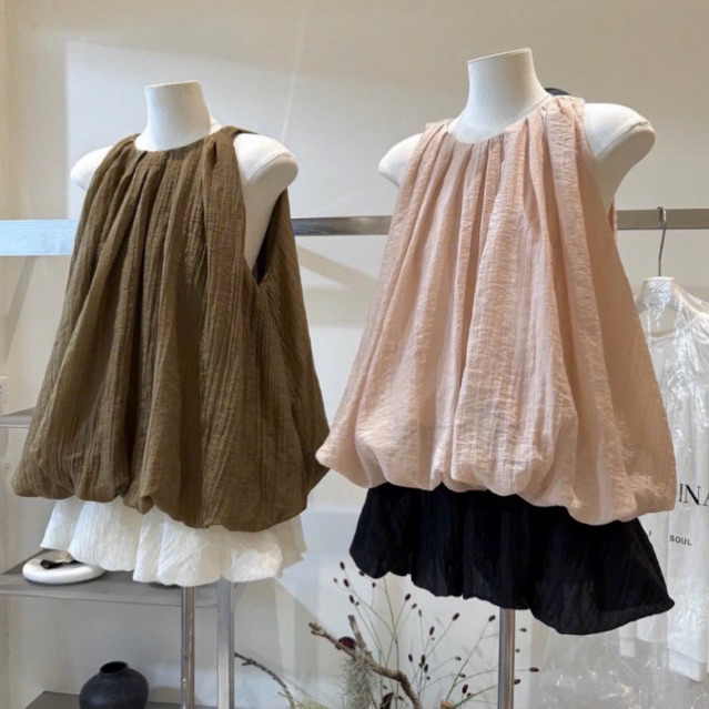 Set Áo babydoll sát nách dáng suông xoè bồng phối chân váy ngắn style tiểu thư HQ , Set đồ nữ đi chơi đi biển cực xinh