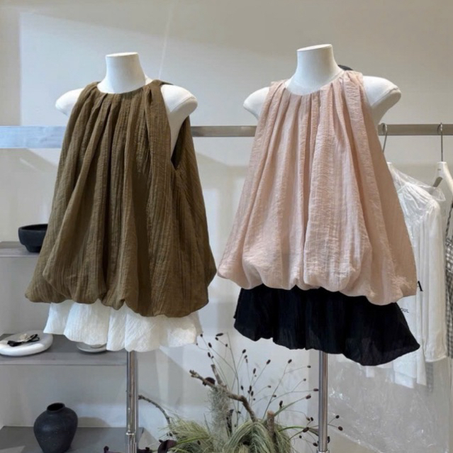 Set Áo babydoll sát nách dáng suông xoè bồng phối chân váy ngắn style tiểu thư HQ , Set đồ nữ đi chơi đi biển cực xinh