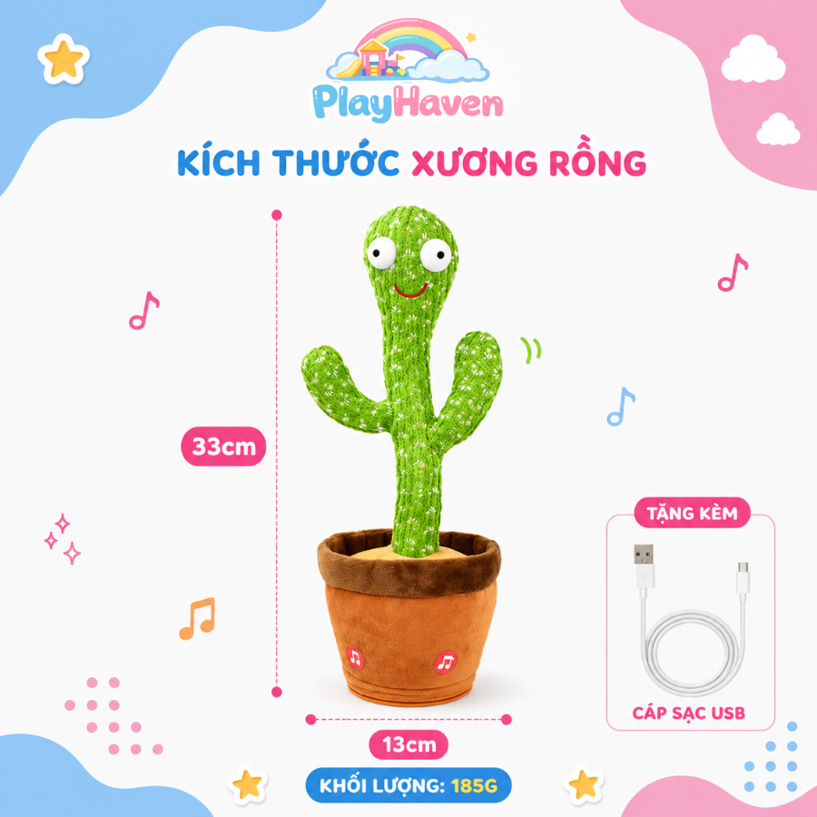 Đồ Chơi Nhại Tiếng Cho Bé Xương Rồng & Vịt Biết Nói Phát Nhạc Vui Nhộn